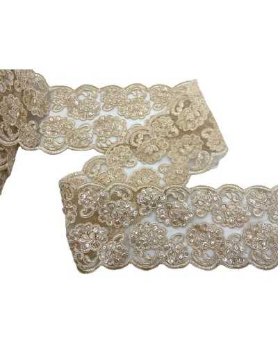 Troncos de encaje de 50 cm Rebrodé con perlas y lentejuelas - Edge elegante H 11 cm