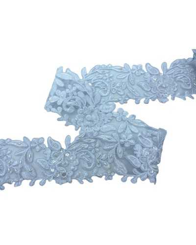 50 cm Spitze-Trimmungen Rebrodè-Stickerei Chicchi Pailletten hohe Perlen 8,5 cm