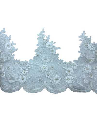 50 cm Spitzenbesatz Rubodè Weiße Braut Gestickte Tüll Blumen Borchia Perlen High 25cm