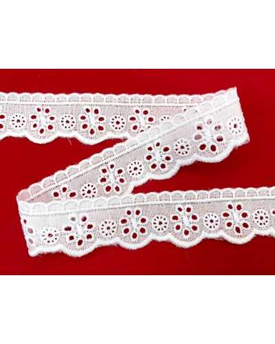 PIABENT-Spitze Sangallo weiße Stickerei-Blume Perforierter Kreis-Scalloped 2.8cm