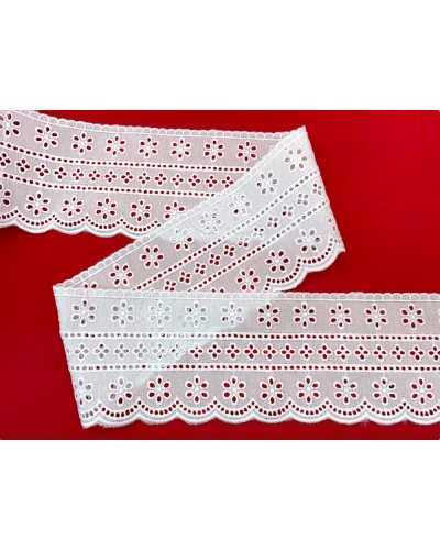 Spitzenbesatz sangallo weiße stickerei blume perforierte reihe skallopiert 9 cm