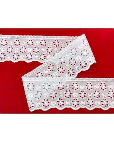 PIABENT-Spitze Sangallo weiße Stickerei-Blumen-Perforierat-Kreis-überbautes Hoch 5,5 cm