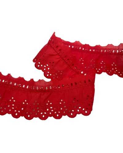 Spitzenbesatz Sangallo Passagierspitze Rote überbackene Blume Rose Stickerei High 6.5cm