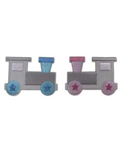Teafood application Baby train wheel star embroidery beige size 6x5 cm self-termadensive, train