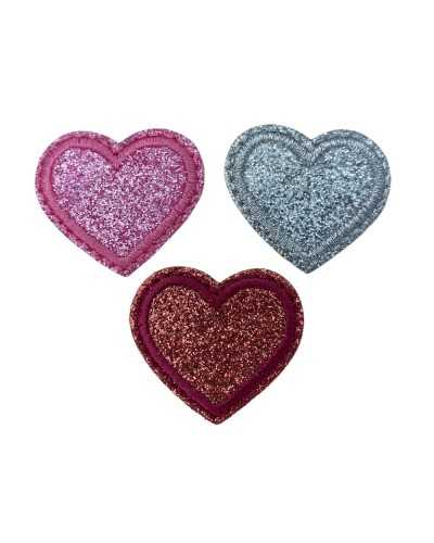 Anwendungsstickerei Herz Glitter Patch Patch Thermoadessive 3 cm