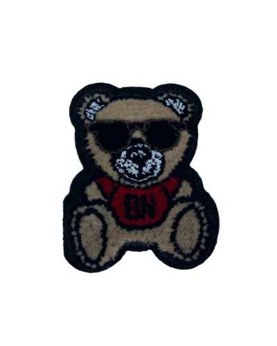 Teafood Application Patch Embroidery Velvet Bear Bear Beige Small Glasses Sole 3.5x4.5 cm