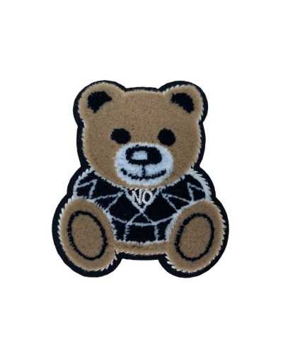 Solicitud de tazas parches Bordado LUREX VELVET Bear Oso Beige Jersey No 6x7 cm