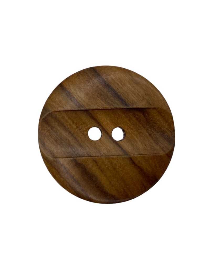 Round Flat Button 2 Holes Hollow Cut Natural Wood 35 Mm