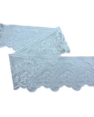 Lace trimmings scalloped lace white milk tulle embroidery tall high cm 12