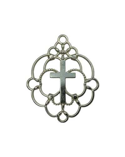 Application de couture Médaillon Croix Manteau de métal en métal en métal 5.5x7 cm