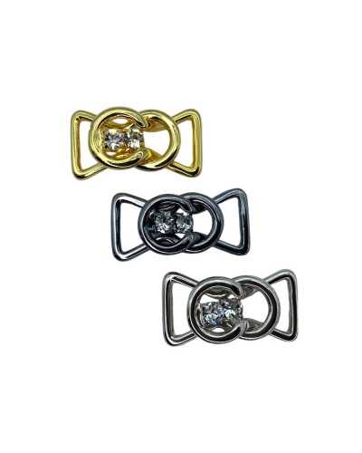 Glänzender Metallhaken 2 Strassnähdurchgang Spindel-Mantel-Mantel Runde Größe 27x12 mm