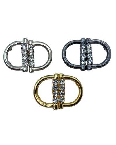 Crochet de bijoux de fermeture métallique brillante modèle de strass alamaro mesurant 3,5x2,5 cm