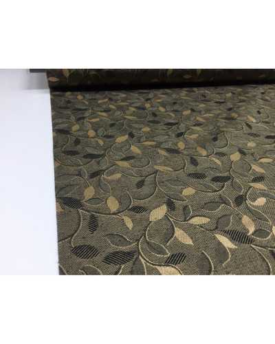 Tessuto coordinato per tappezzeria Costiera lurex rombo riga e foglia nero e beige alta 2,80 mt