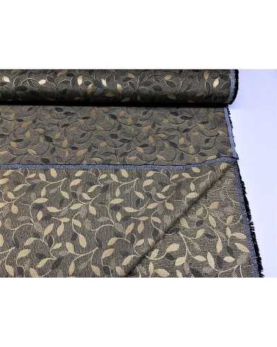 Tela coordinada para tapizar Costiera raya rombo lurex y hoja negra y beige 2,80 metros de altura