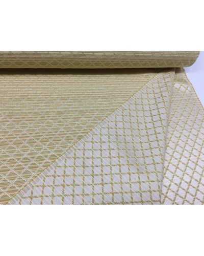 Tissu d'ameublement coordonné Costiera rayure lurex et losange : vert, jaune et beige 2,80 m de haut