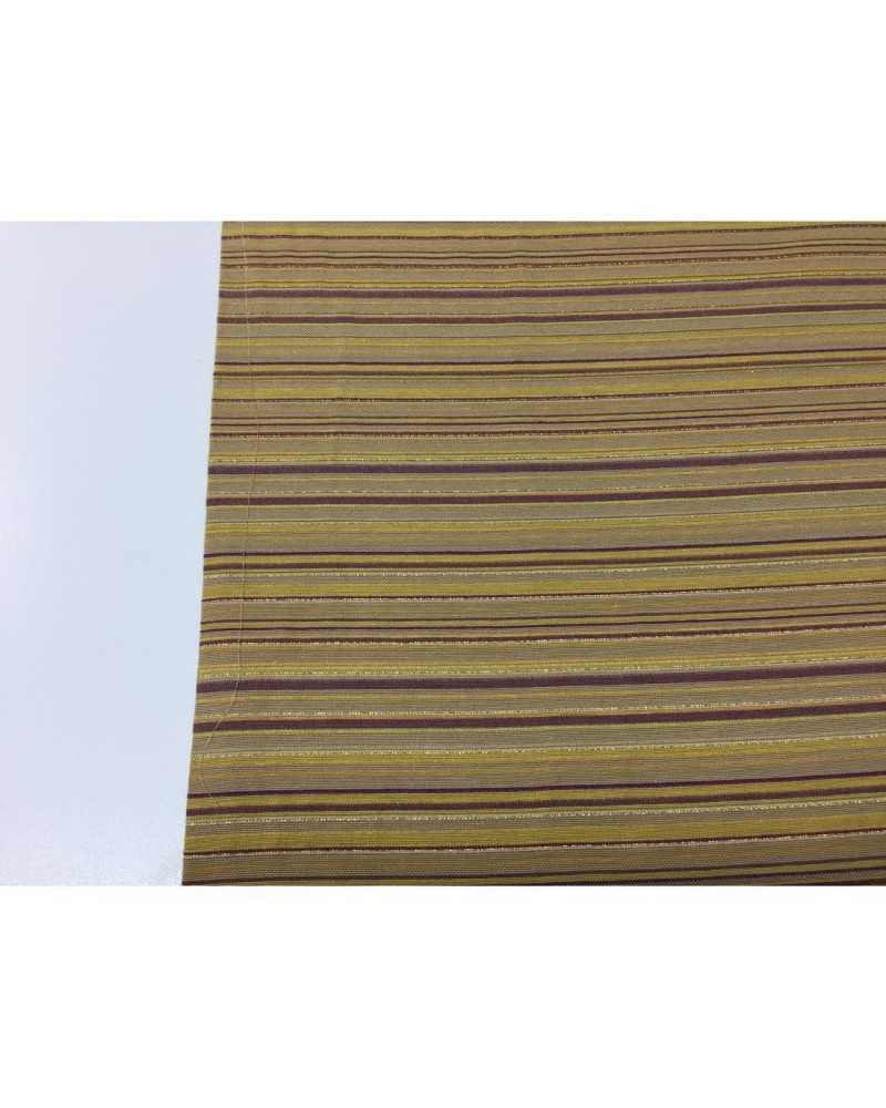 Tissu coordonné pour le rembourrage Costiera lurex rayure ou losange jaune or beige et violet 2,80 mètres de haut