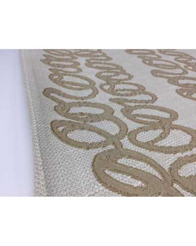 Tessuto coordinato per tappezzeria Elements groffato base naturale canapone disegno scarabocchio alta 2,80 mt