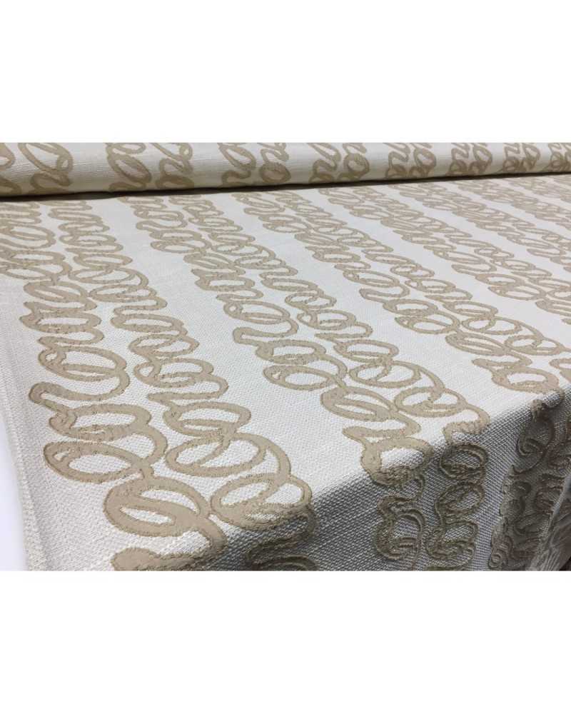 Coordinated fabric for upholstery Elements embossed natural base canvas scribble design 2.80 meters high