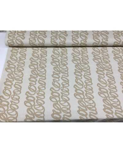 Tessuto coordinato per tappezzeria Elements groffato base naturale canapone disegno scarabocchio alta 2,80 mt