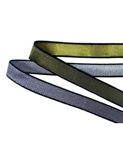 Trimmering stretch strap Lurex wire strap black base 1 cm high