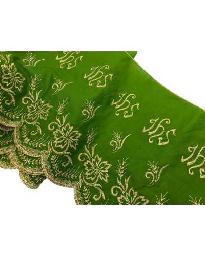 50 cm Cotton trimmings sacred batista tip to scallop embroidery written cross gold lurex high 27cm
