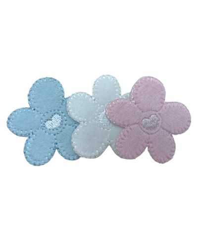 Application Patch Thermoadhesive Embroidery Heart Flower 5 Velure Petals 4 CM