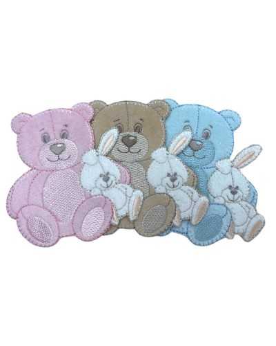 Teafood Application Baby Birth Patch Velure Embroidery Ivory Rabbit Bear 8 cm