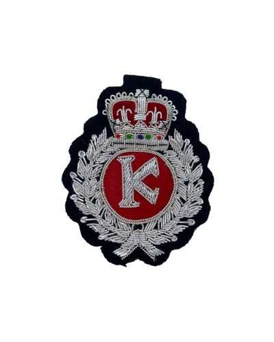 Nähende Anwendungsmantel Emblem Stickerei Draht Lurex Silber Krone K 7x6 cm