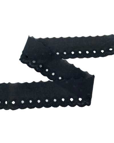 Piazza Pizzo Sangallo Black Embroidery Marked Circle High 4 Cm