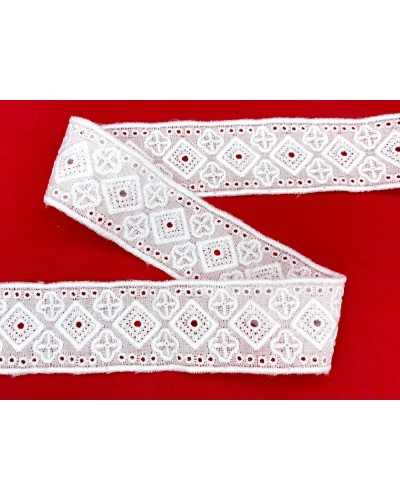Weiße Zutaten heilige Stickerei Rhombus Kreuz Spitze Sangallo Partition Band groß 4 cm
