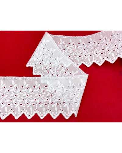 Lace Trimmings Sangallo White Embroidery Tracked Leaf Scalloped High 9 CM