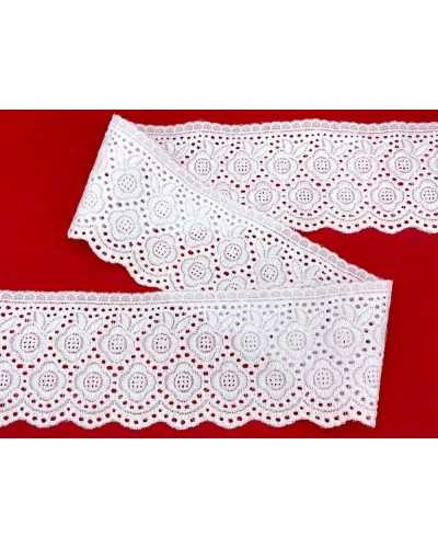 Lace Trimmings Sangallo Perforated White Double Flower Embroidery Scalloped Looking High 7.5cm