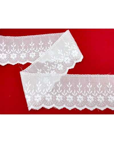 Lace Trimmings Sangallo White Embroidery Flower Leaf High Perforated Marked Circle High 9 Cm