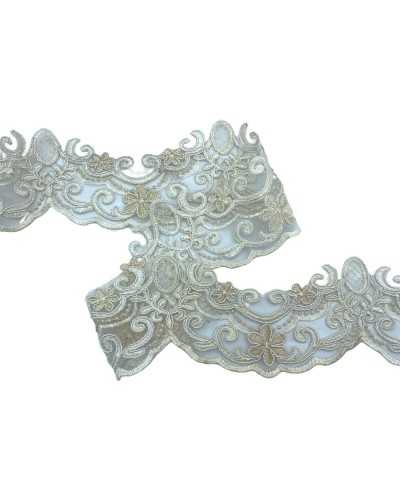 50 cm Spitze-Trimmungen Rebrodè Tüll Ecrus Creme Stickerei Gekritzel Blume High 12cm