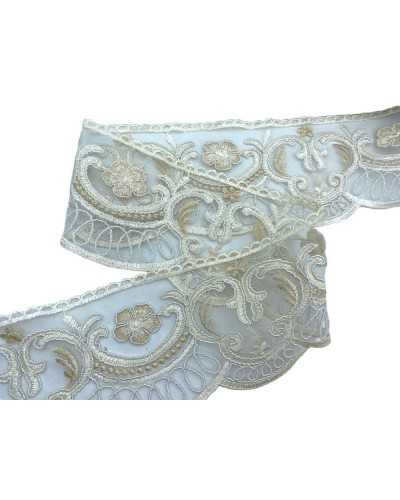 50 cm Spitze-Trimmungen Rebrodè Tüll Ecrus Creme Stickerei Gekritzel Blume High 12cm