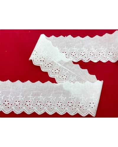Piacement dentelle Sangallo Broderie en coton blanc marquée haute 8cm