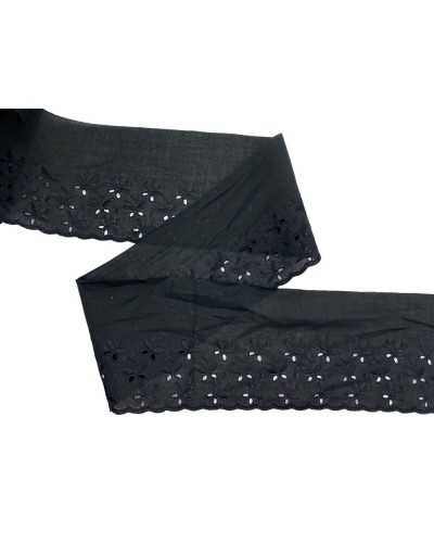 PIABENT-Spitze Sangallo Baumwolle Black Stickerei Blume markierte Tipp hoch 9 cm