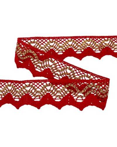 Trimmer de encaje Diseño de encaje de algodón rojo LUREX alto 3,5 cm