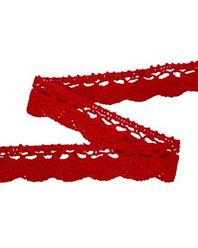 Lace trimmings Round toe Cotton tombolo red 2.5 cm high