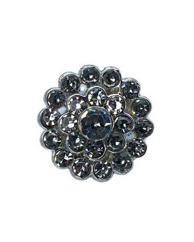 Bouton rond strass bijou modèle fleur tige métal 14 mm