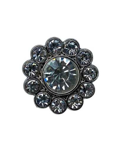 Round Rhinestone Jewel Button Flower Model Metal Shank 15 Mm