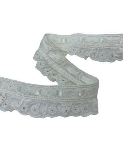 Piazza Pizzo Sangallo Crème Crème Crème de Passan Razor Satin 3,5 cm