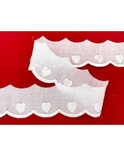 Piazza Lace Sangallo Algodón Baistudato Bordado Bordado Bordado CORAZÓN CALIFALIZADA 3 CM