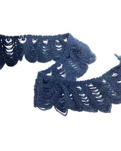 50 cm Weichwolle-Trimmfance Elastische Fransenblau 8,5 cm
