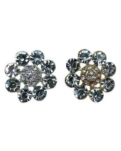 Round Button Jewel Rhinestone Model Flower Stem Metal 21 mm