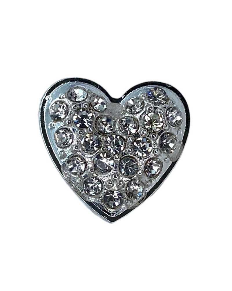 Heart Model Button Rhinestone Jewel Metal Shank 15 Mm