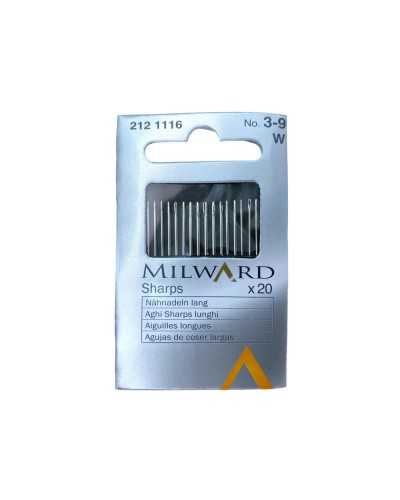 20 Long Steel Metal Sewing Needles Milward Sharps No. 3-9