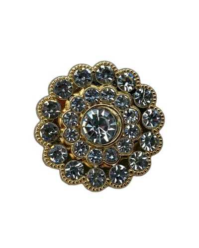 Round Button Bombed Jewel Rhinestone Cental Model Flower Stem Metal 22 Mm