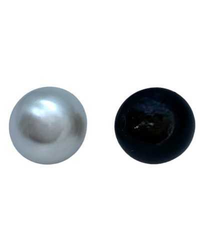 Half pearl bombed button Metal stem glass 8 mm