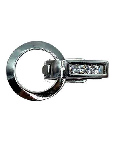 Alamaro-Haken-Juwel-Strass glänzendes Metall Silber Zama Glas 2.5x4 cm